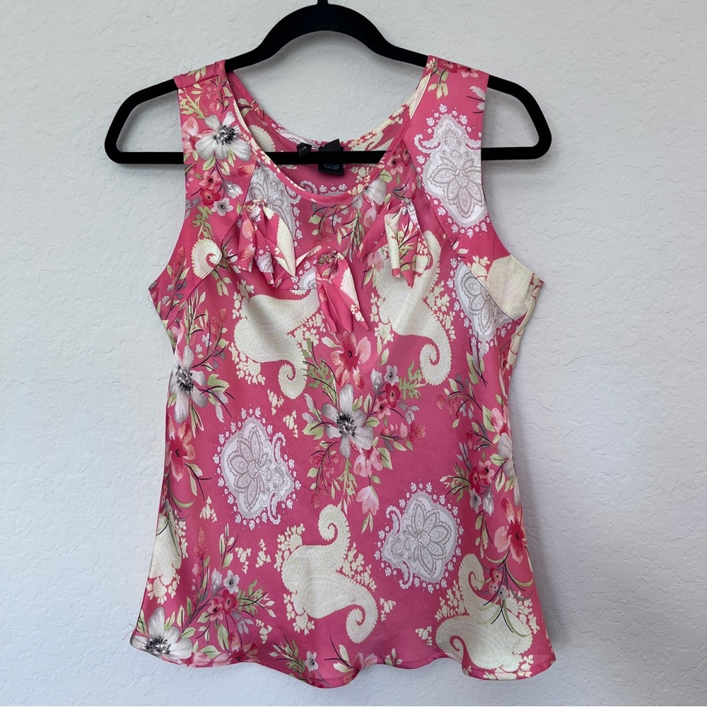 New Directions Sleeveless Blouse Floral Pink Size Small